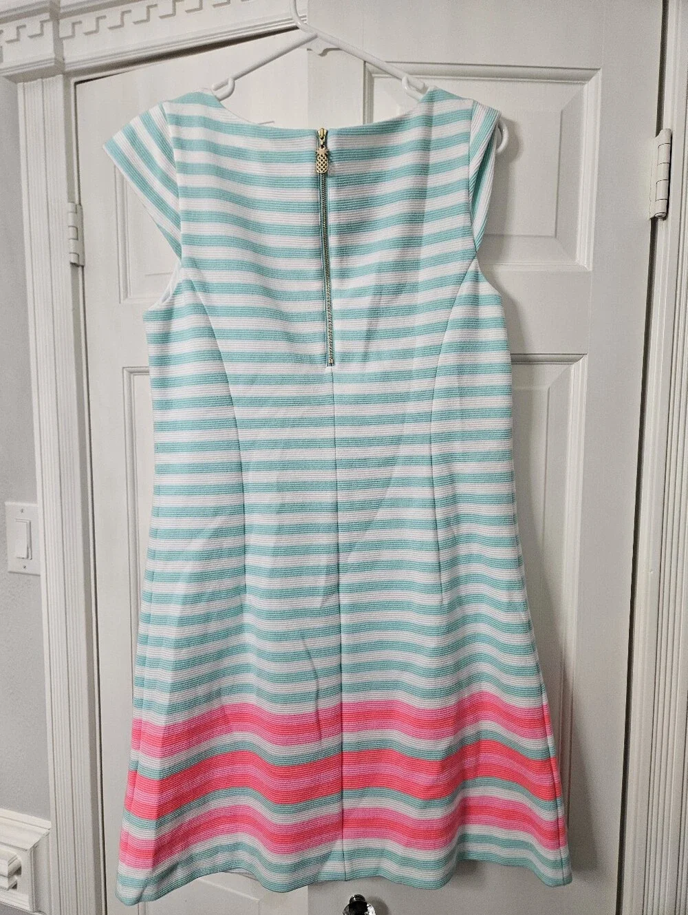 Lilly Pulitzer Lana Cap-Sleeve Engineer-Striped Dress Size Large